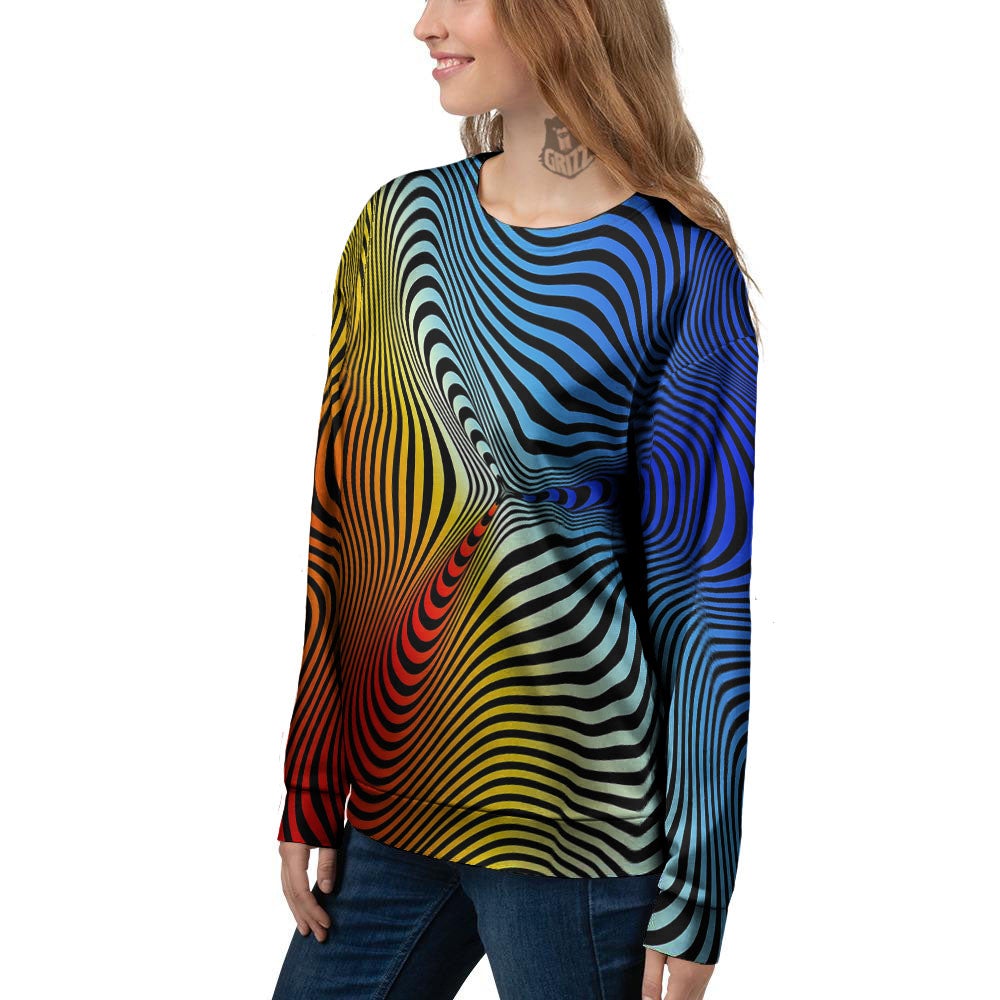 Psychedelic Optical Vibrant Illusion Women's Sweatshirt-grizzshop