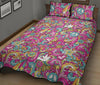 Psychedelic Pattern Print Bed Set Quilt-grizzshop