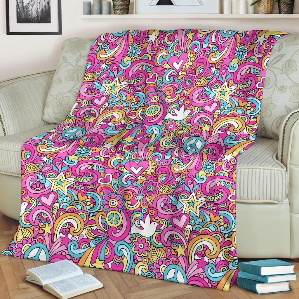 Psychedelic Pattern Print Blanket-grizzshop