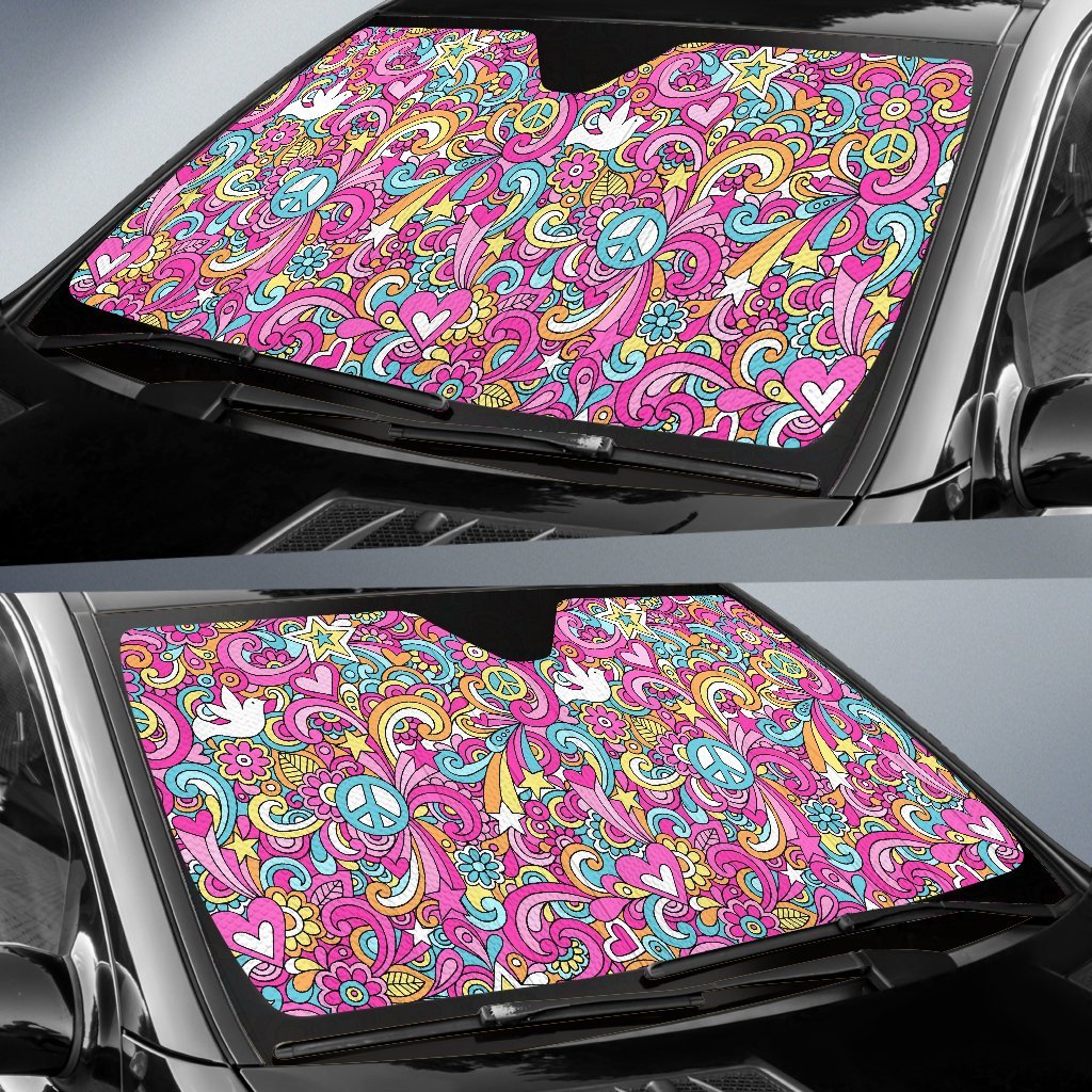 Psychedelic Pattern Print Car Sun Shade-grizzshop