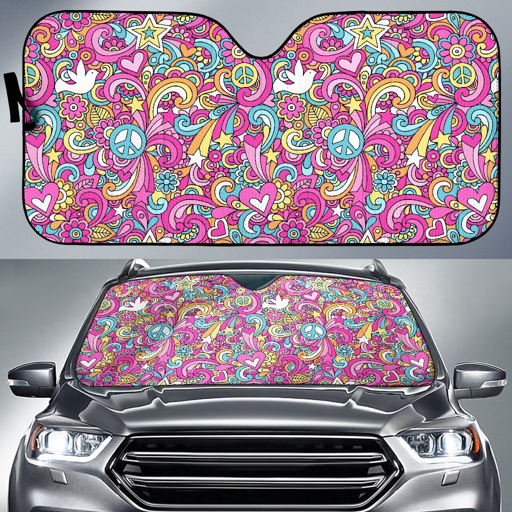 Psychedelic Pattern Print Car Sun Shade-grizzshop