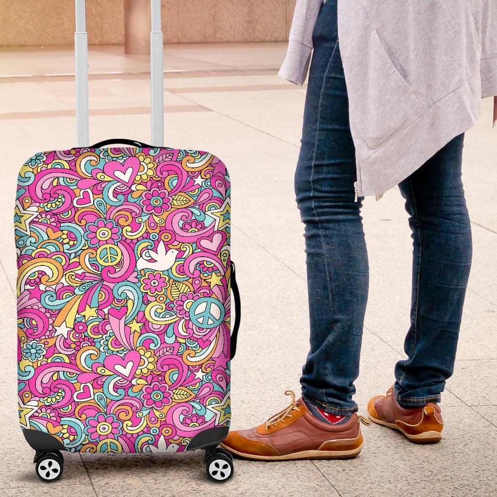 Psychedelic Pattern Print Luggage Cover Protector-grizzshop