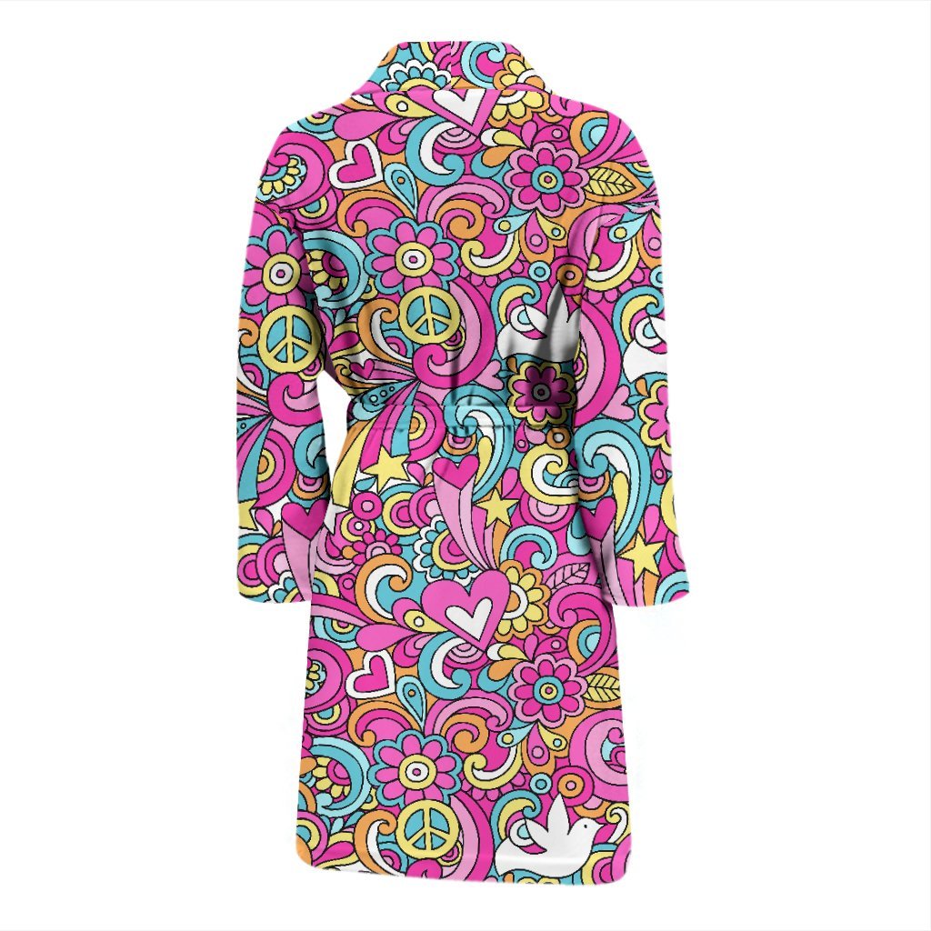 Psychedelic Pattern Print Men Long Robe-grizzshop