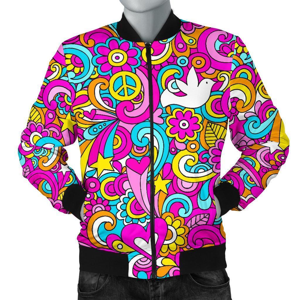 Psychedelic Pattern Print Men's Bomber Jacket-grizzshop