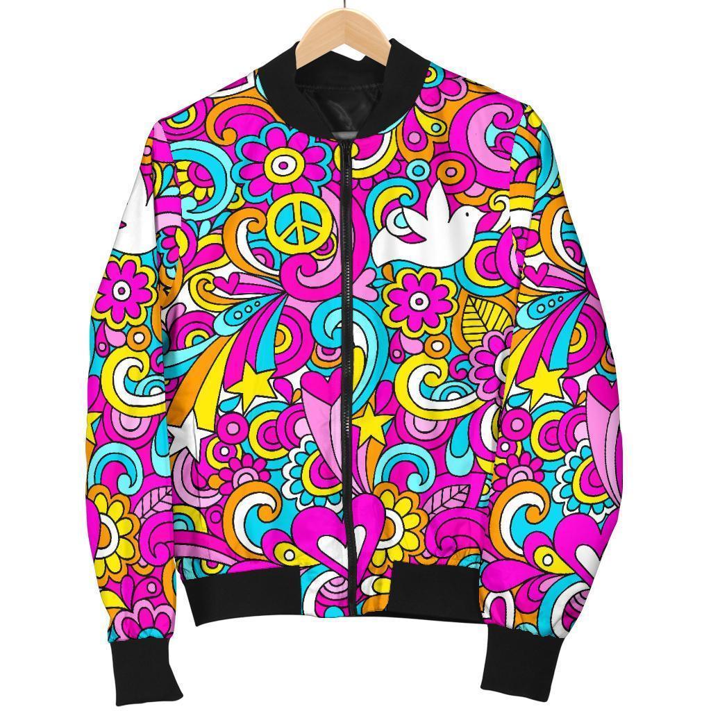 Psychedelic Pattern Print Men's Bomber Jacket-grizzshop