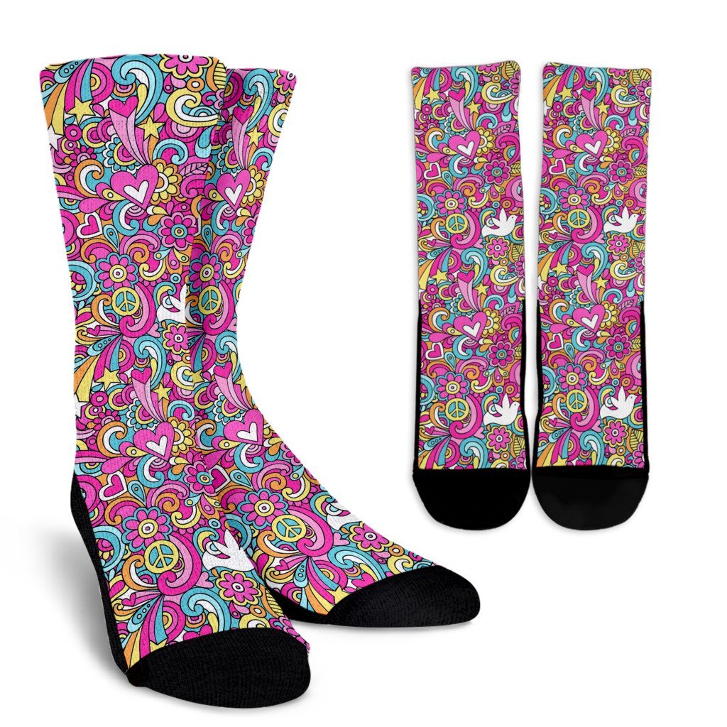 Psychedelic Pattern Print Unisex Crew Socks-grizzshop