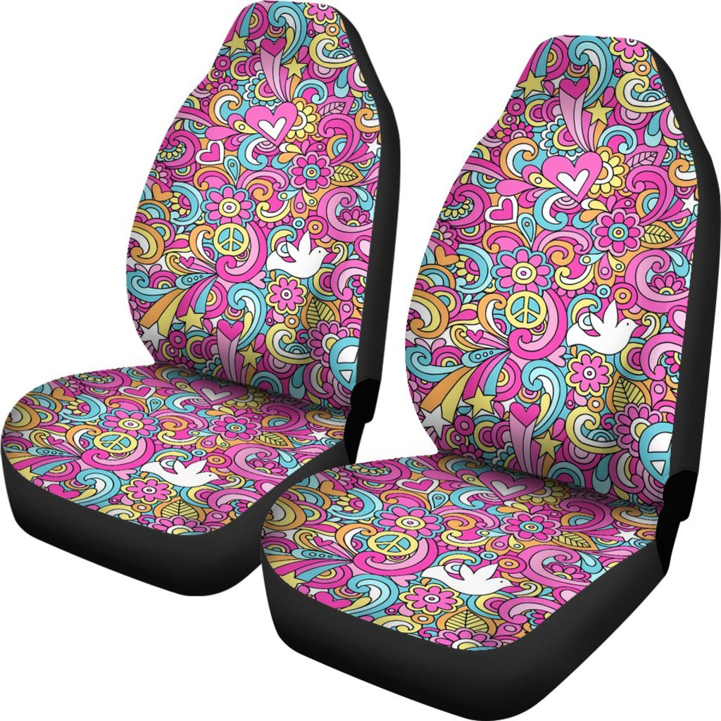 Psychedelic Pattern Print Universal Fit Car Seat Covers-grizzshop