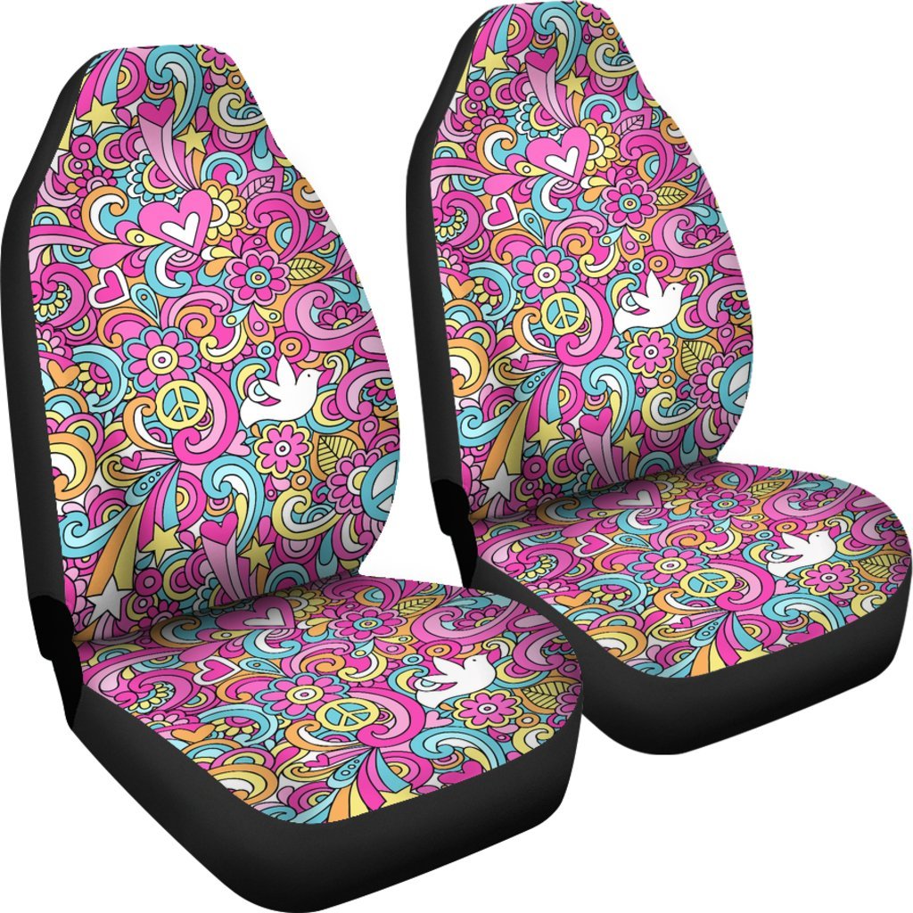 Psychedelic Pattern Print Universal Fit Car Seat Covers-grizzshop