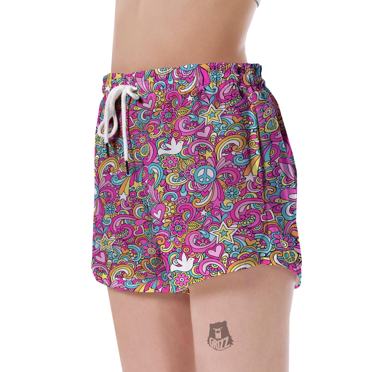 Psychedelic Pattern Print Women's Shorts-grizzshop