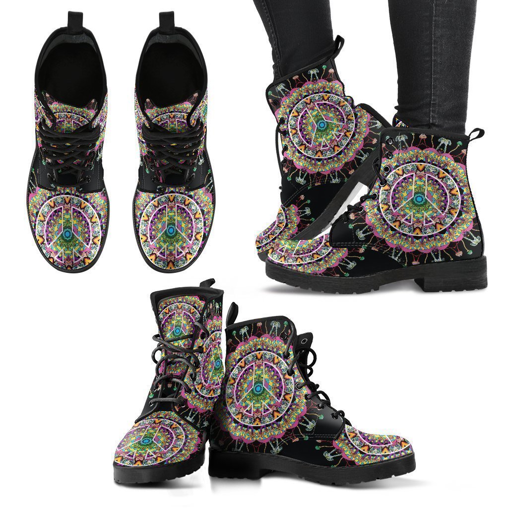 Psychedelic Peace Handcrafted Boots-grizzshop