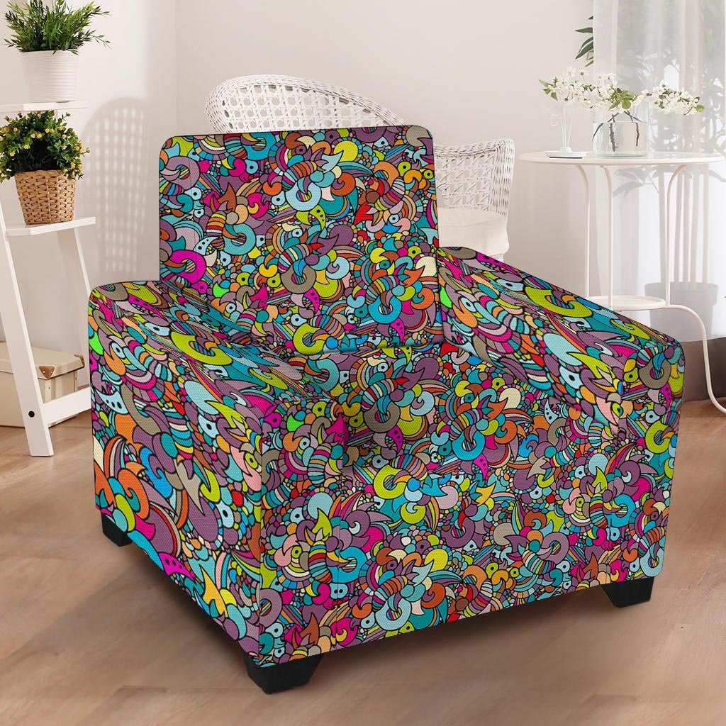 Psychedelic Print Armchair Cover-grizzshop