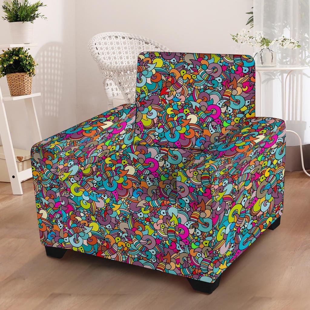 Psychedelic Print Armchair Cover-grizzshop