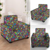 Psychedelic Print Armchair Cover-grizzshop