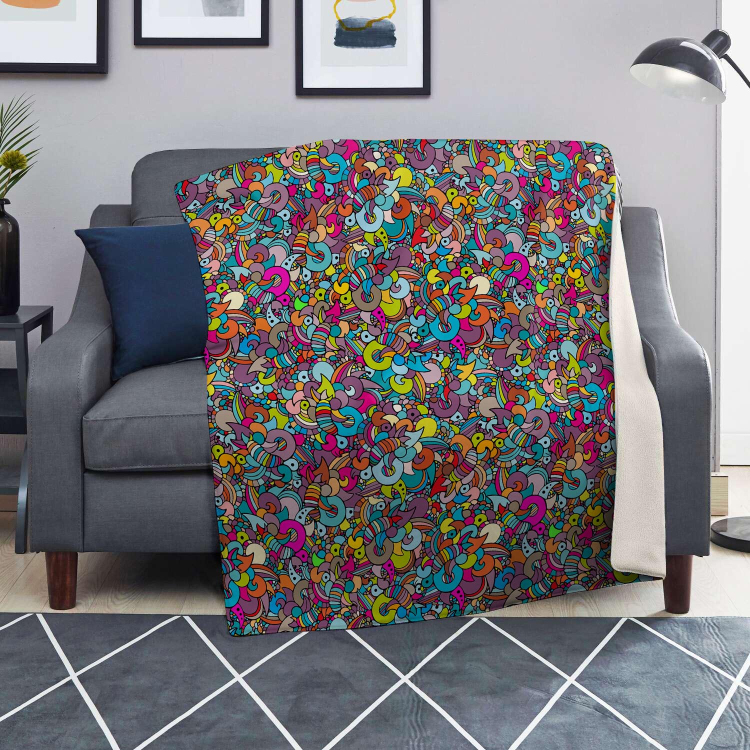 Psychedelic Print Blanket-grizzshop