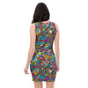 Psychedelic Print Bodycon Dress-grizzshop