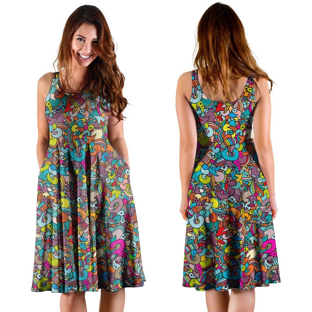 Psychedelic Print Dress-grizzshop