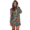 Psychedelic Print Hoodie Dress-grizzshop