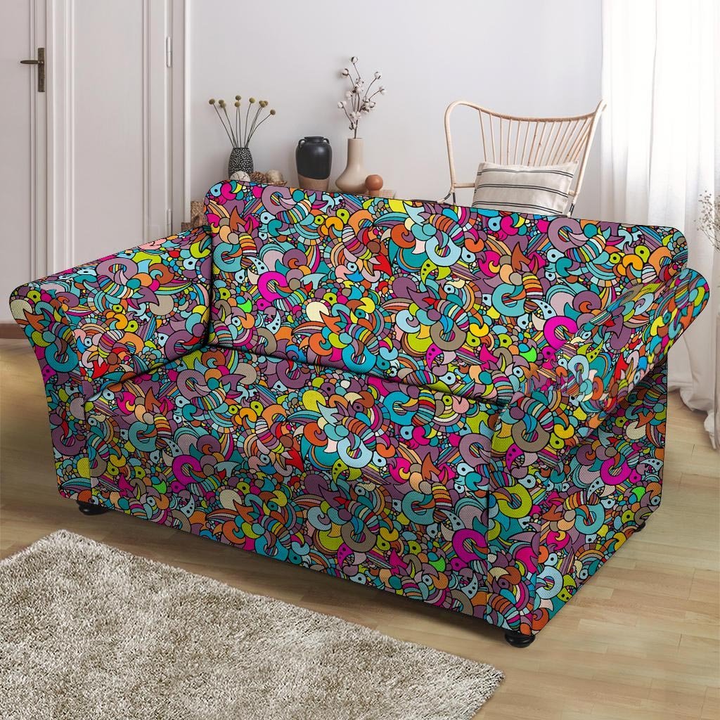 Psychedelic Print Loveseat Cover-grizzshop