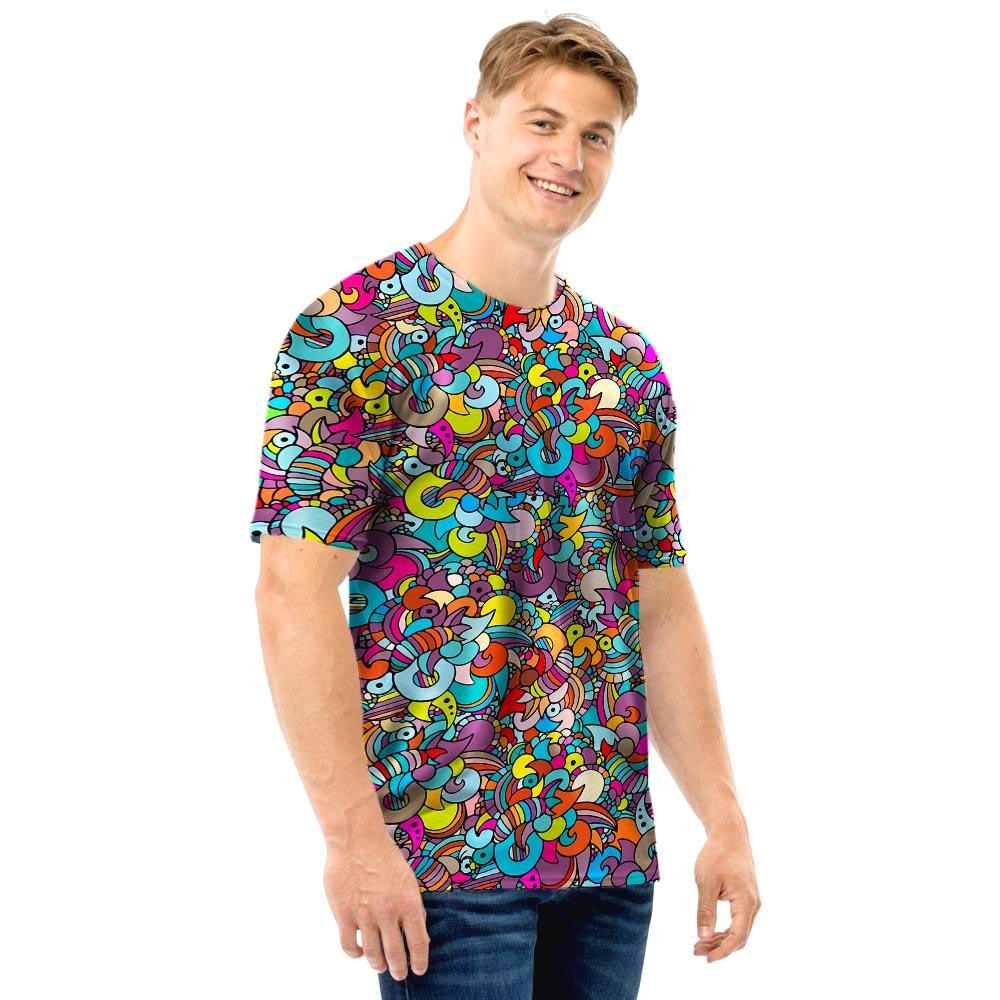 Psychedelic Print Men T Shirt-grizzshop