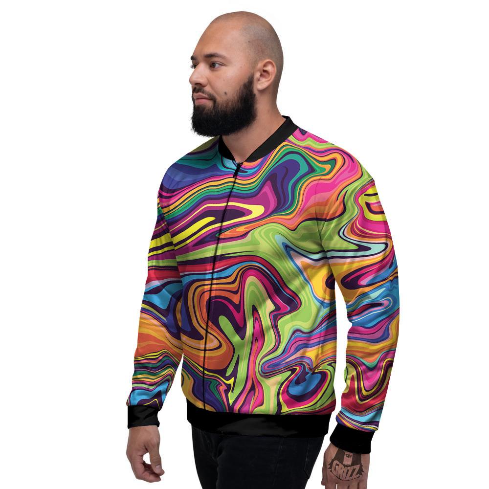 Psychedelic Print Men's Bomber Jacket-grizzshop