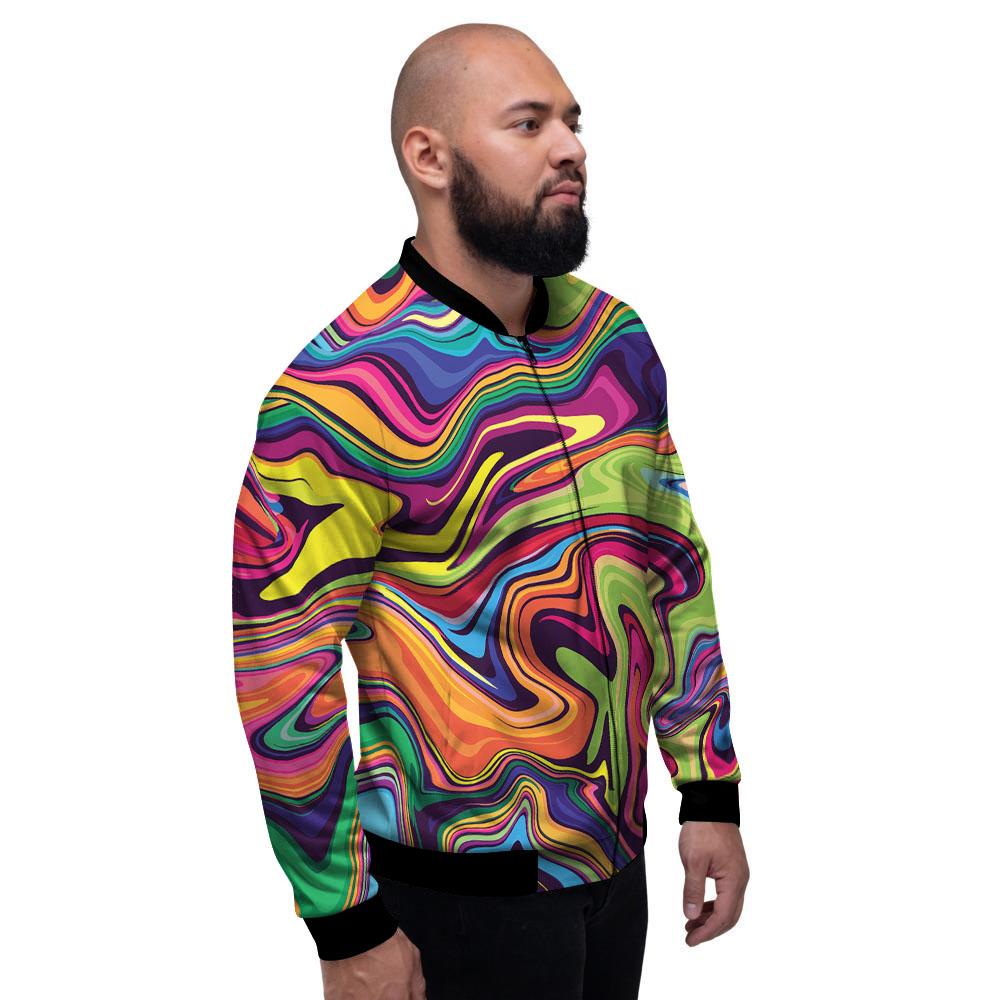 Psychedelic Print Men's Bomber Jacket-grizzshop