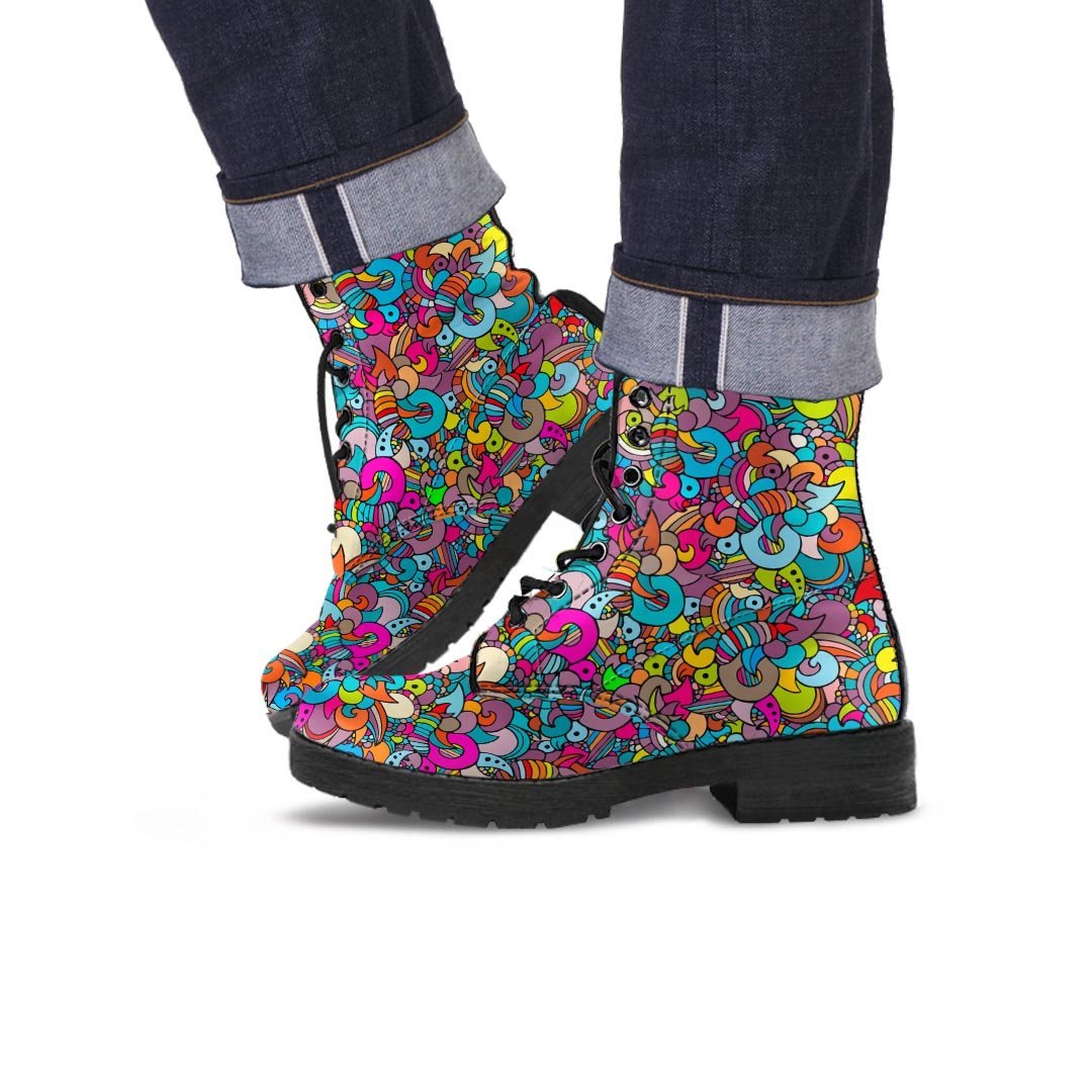 Psychedelic Print Men's Boots-grizzshop