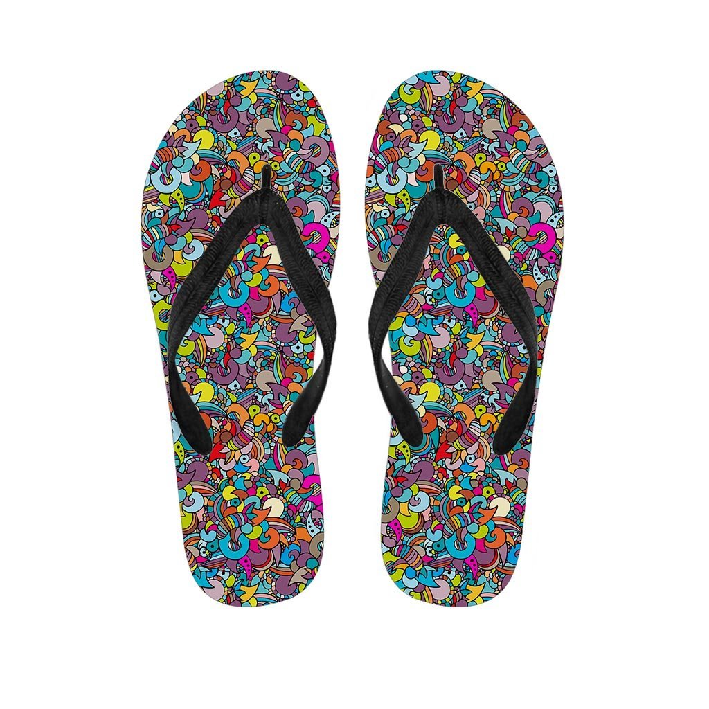 Psychedelic Print Men's Flip Flops-grizzshop