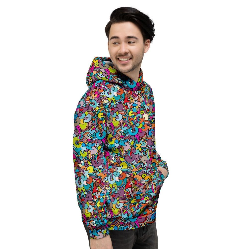 Psychedelic Print Men's Hoodie-grizzshop