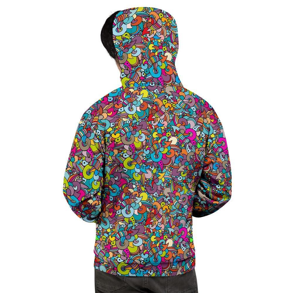 Psychedelic Print Men's Hoodie-grizzshop