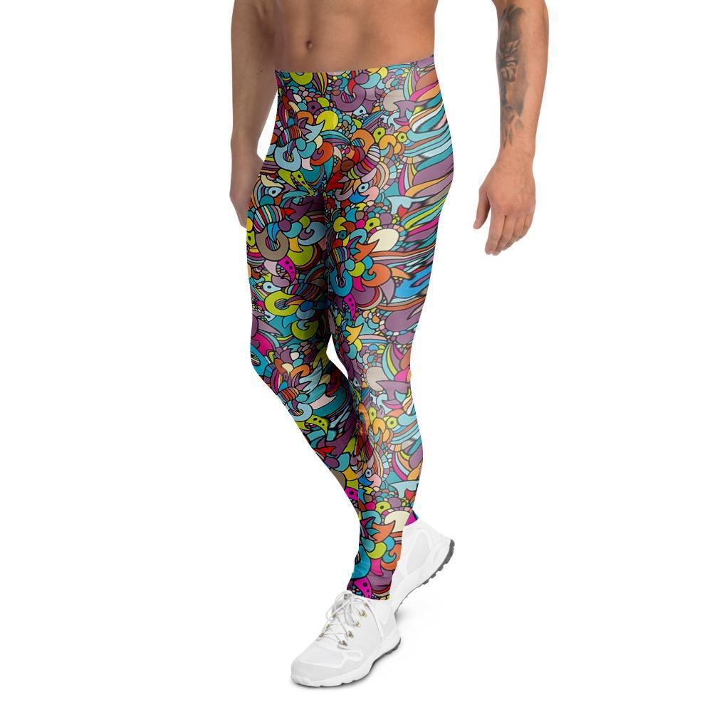 Psychedelic Print Men's Leggings-grizzshop