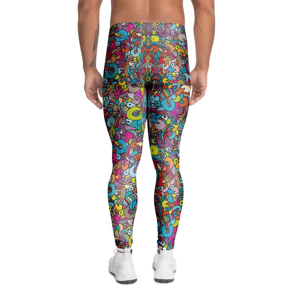 Psychedelic Print Men's Leggings-grizzshop