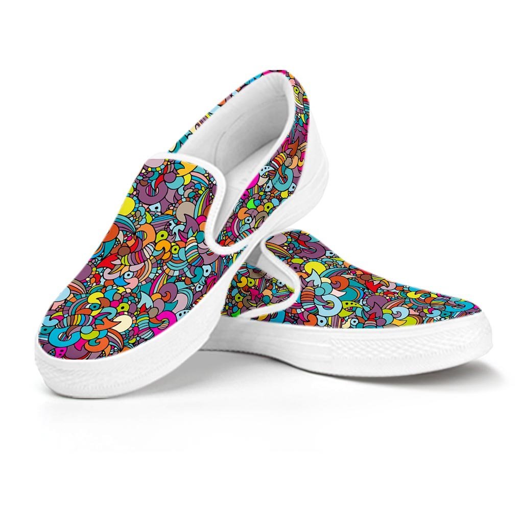 Psychedelic Print Men's Slip On Sneakers-grizzshop