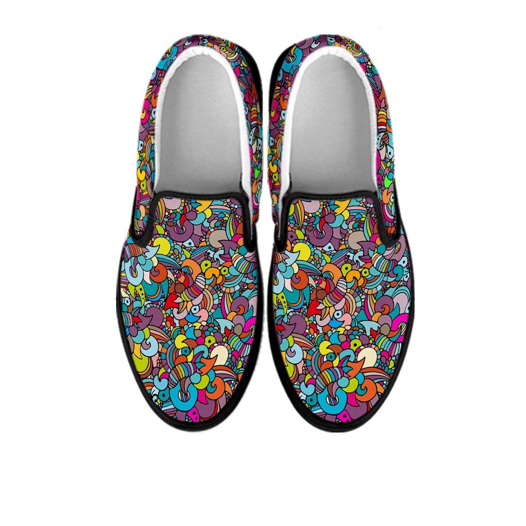 Psychedelic Print Men's Slip On Sneakers-grizzshop