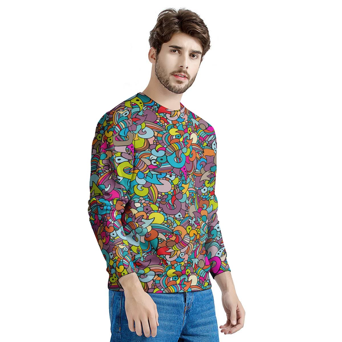 Psychedelic Print Men's Sweatshirt-grizzshop