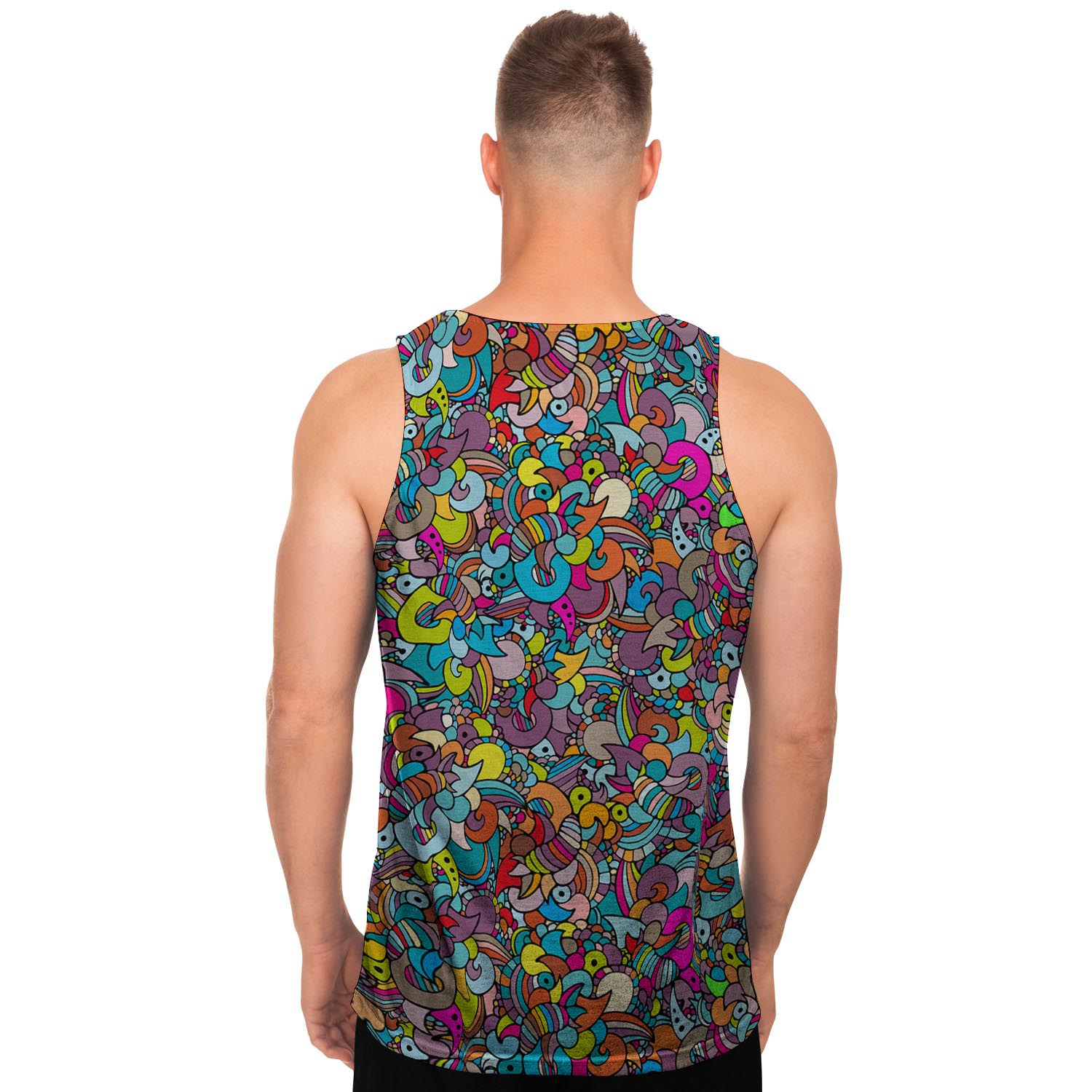 Psychedelic Print Men's Tank Tops-grizzshop
