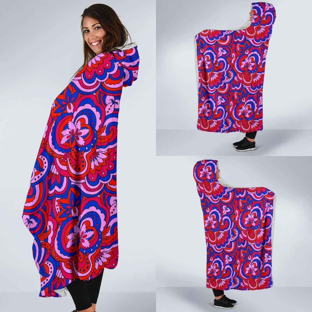 Psychedelic Print Pattern Hooded Blanket-grizzshop