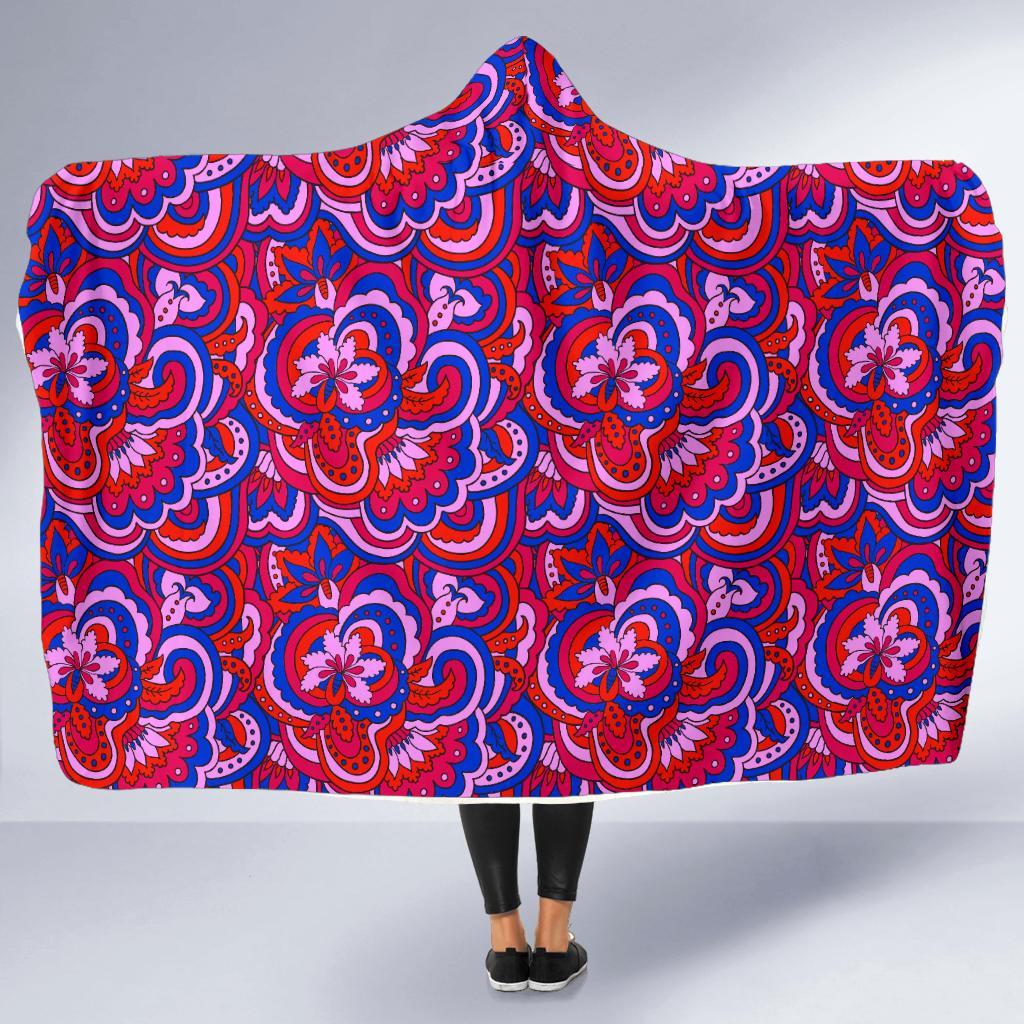 Psychedelic Print Pattern Hooded Blanket-grizzshop