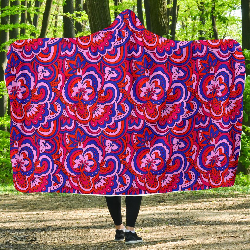 Psychedelic Print Pattern Hooded Blanket-grizzshop