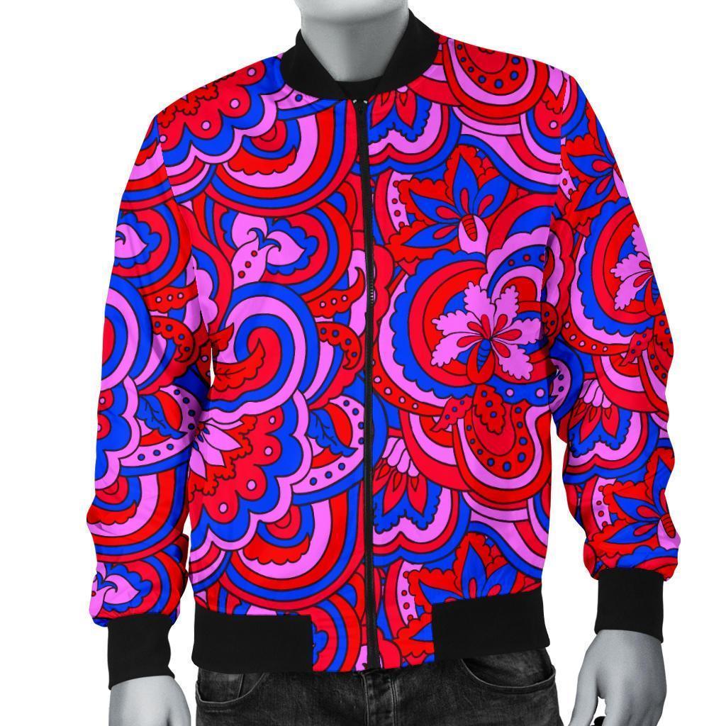 Psychedelic Print Pattern Men's Bomber Jacket-grizzshop