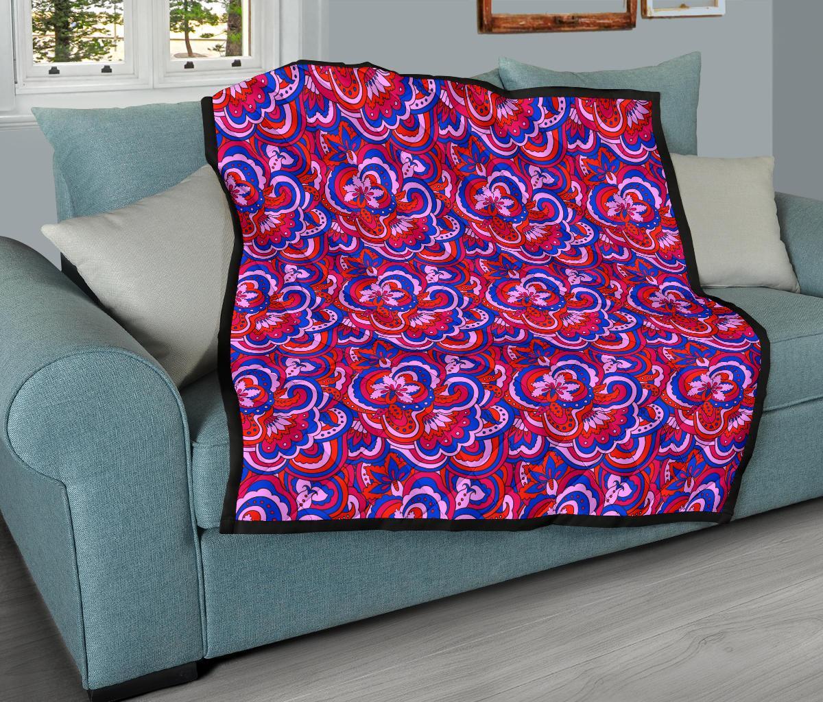 Psychedelic Print Pattern Quilt-grizzshop