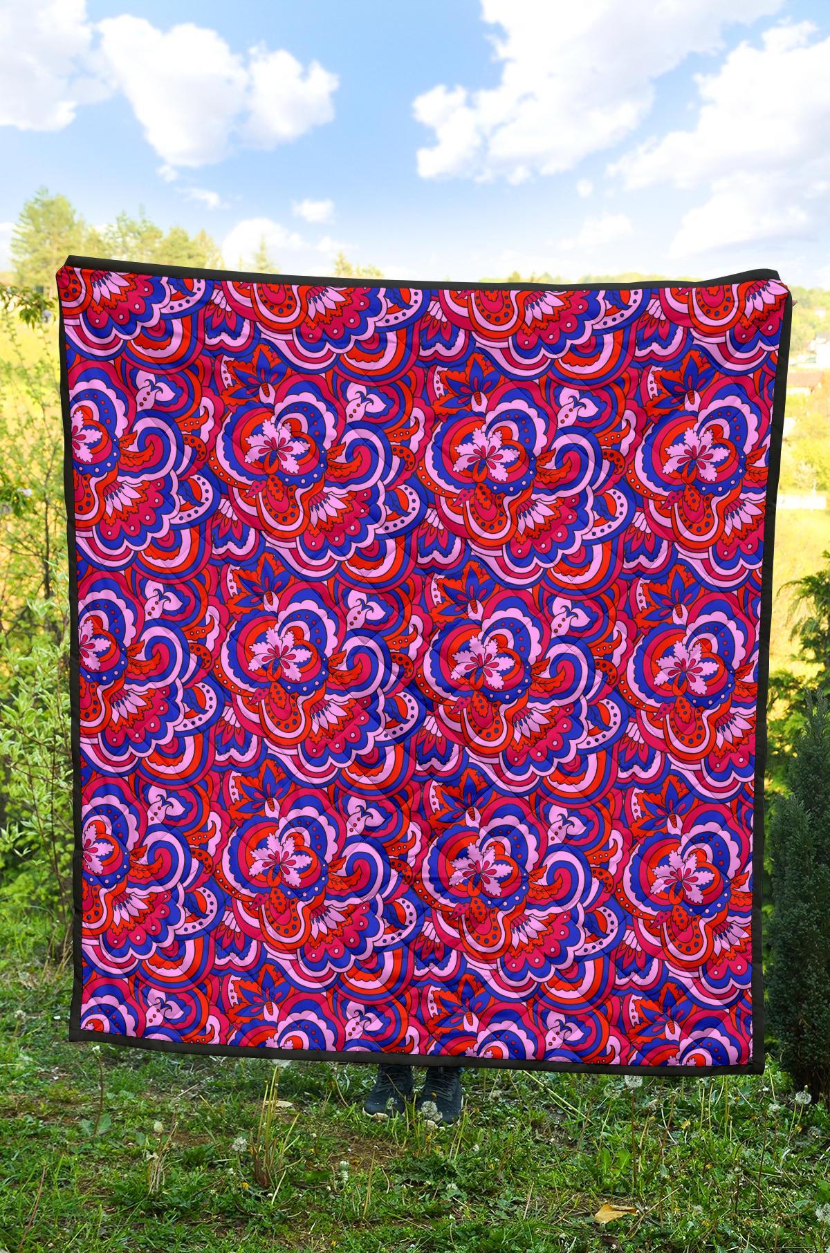 Psychedelic Print Pattern Quilt-grizzshop