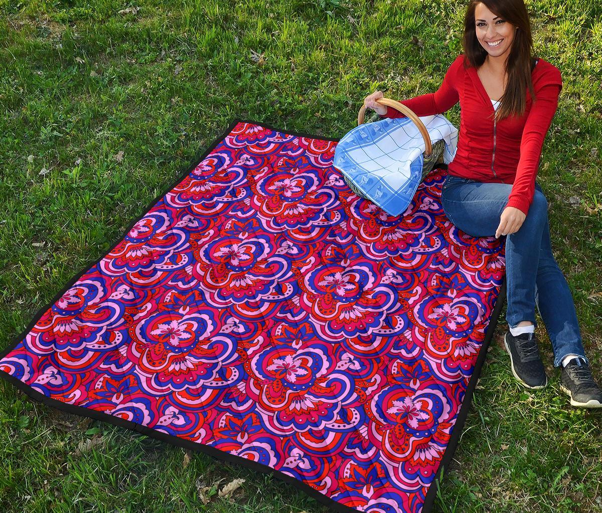 Psychedelic Print Pattern Quilt-grizzshop