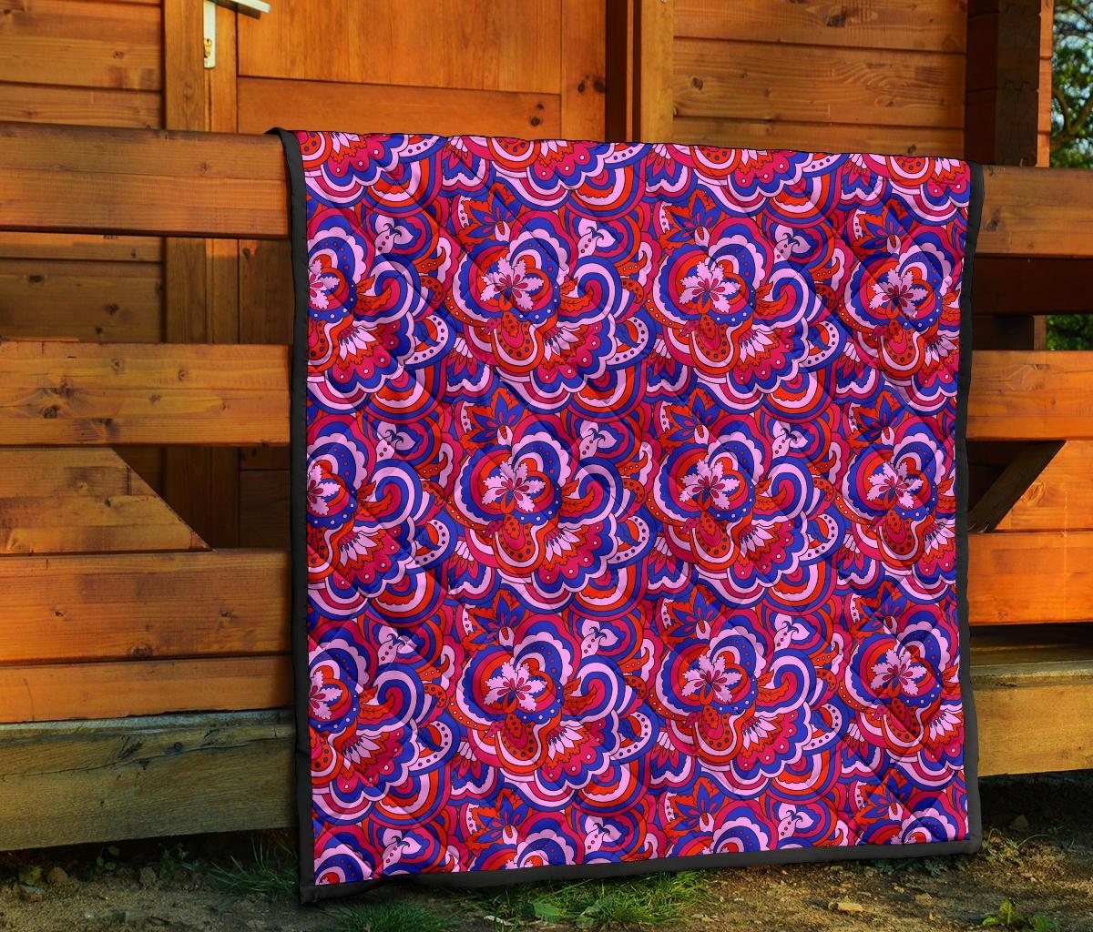 Psychedelic Print Pattern Quilt-grizzshop