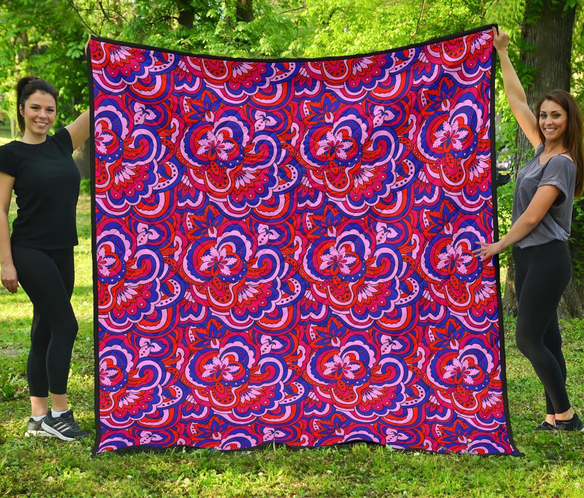 Psychedelic Print Pattern Quilt-grizzshop