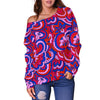 Psychedelic Print Pattern Women Off Shoulder Sweatshirt-grizzshop