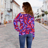 Psychedelic Print Pattern Women Off Shoulder Sweatshirt-grizzshop