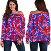 Psychedelic Print Pattern Women Off Shoulder Sweatshirt-grizzshop