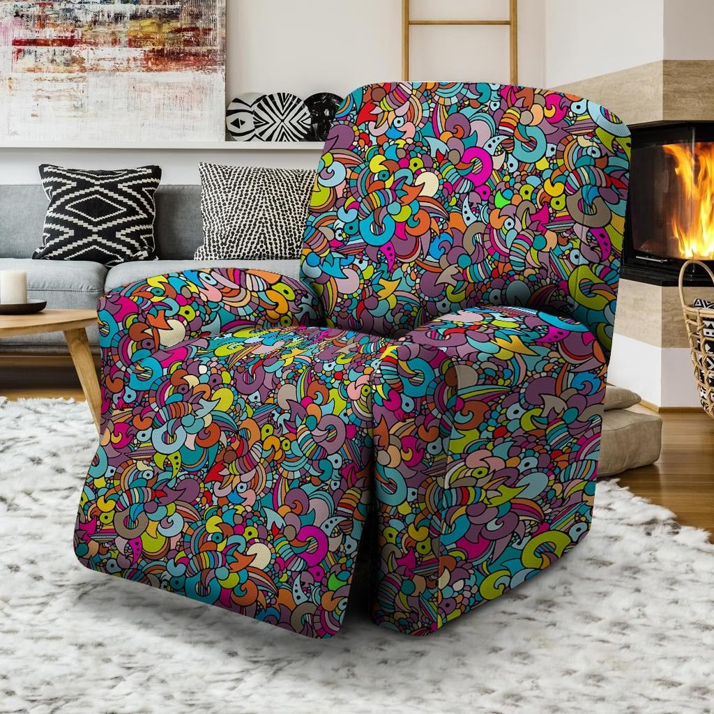 Psychedelic Print Recliner Cover-grizzshop