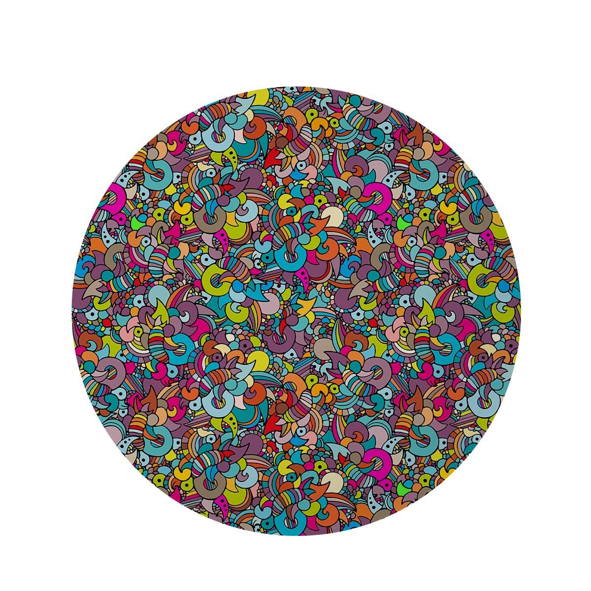 Psychedelic Print Round Rug-grizzshop