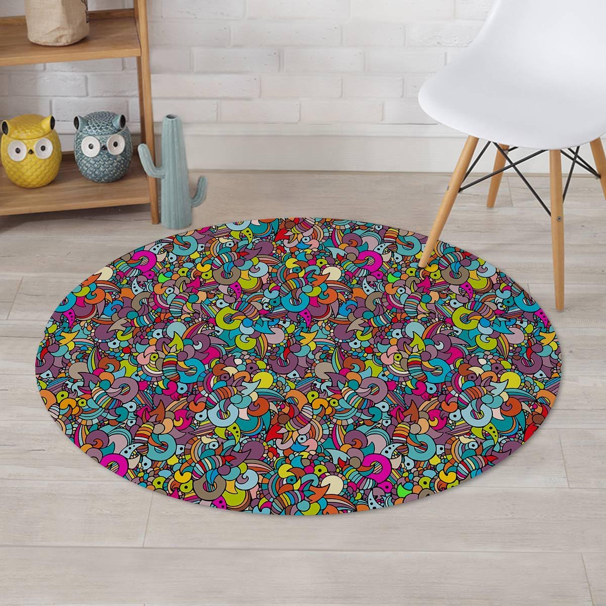 Psychedelic Print Round Rug-grizzshop